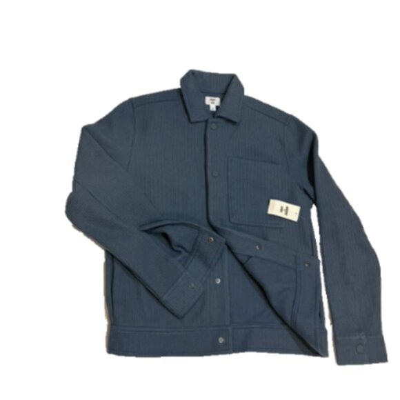 Mode of One Mens Long Sleeve Knit Trucker Jacket Blue Asphalt Size S - Picture 2 of 7